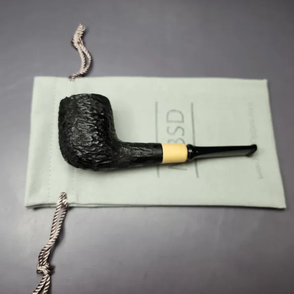 MBSD Briars by Piero Vitale Black Rusticated Billiard w/ Boxwood Briar Pipe, New - Image 11