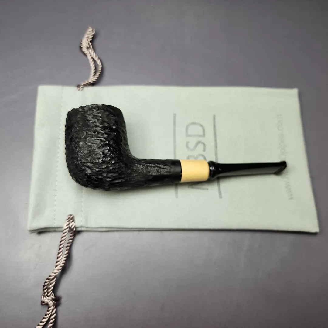 MBSD Briars by Piero Vitale Black Rusticated Billiard w/ Boxwood Briar Pipe, New - Image 11