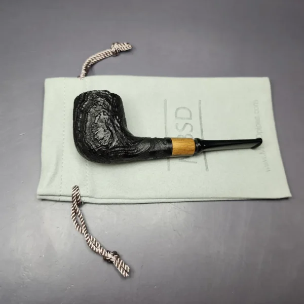 MBSD Briars by Piero Vitale Vintage Sandblasted Billiard w/Zebrawood Briar Pipe, New - Image 11
