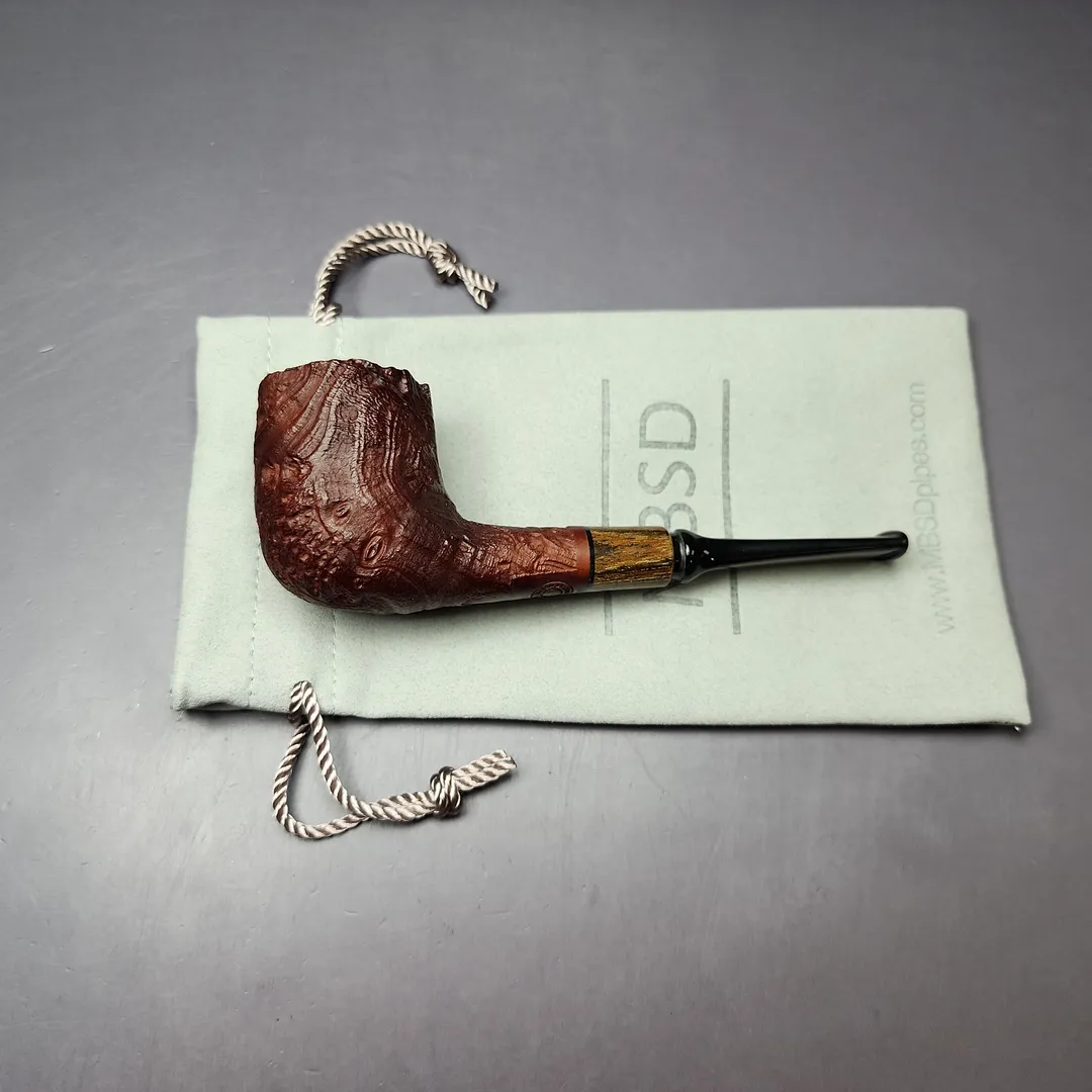 MBSD Briars by Piero Vitale Vintage Sandblasted Billiard w/ Zebrawood Briar Pipe, New - Image 11