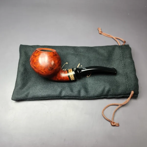 Nording Nosewarmer Smooth Cognac Apple w/ Palm Wood Estate Briar Pipe, Unsmoked - Image 11