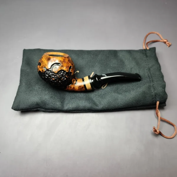 Nording Nose Warmer Part Rusticated Cognac Apple Estate Briar Pipe, Unsmoked - Image 11