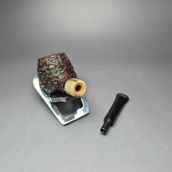 J Mouton Partially Rusticated Apple w/ Horn Handmade Briar Pipe, New - Image 11