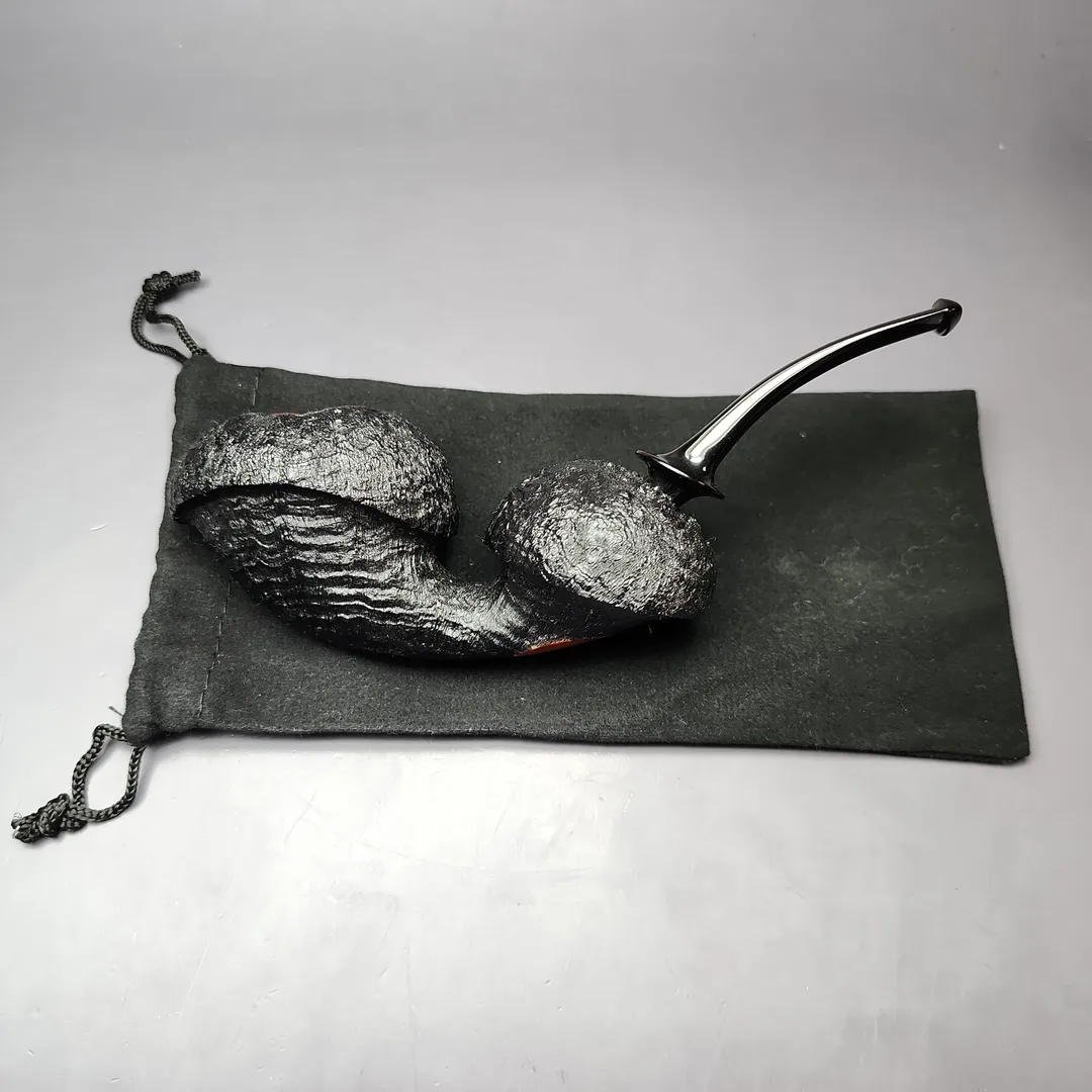 HS Studio XL Asymmetric Sandblasted Freehand Estate Briar Pipe, Unsmoked - Image 11