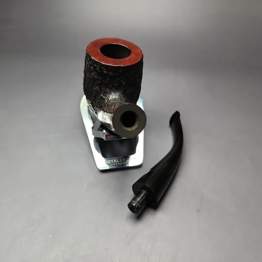 James Upshall Bark EXL Partially Rusticated Bent Billiard Estate Briar Pipe, Unsmoked - Image 11