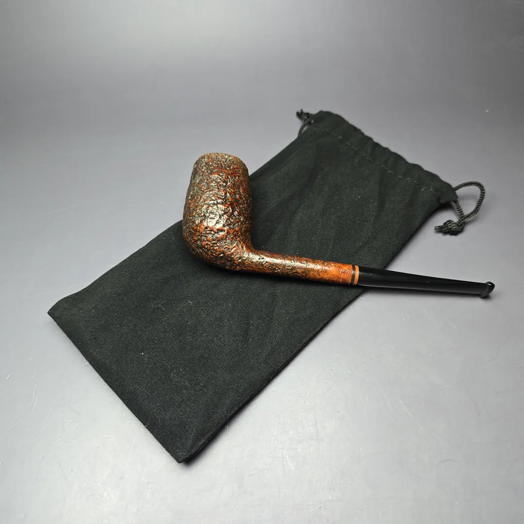 HS Studio Pencil Shank Sandblasted Stack Billiard Estate Briar Pipe, Unsmoked - Image 11