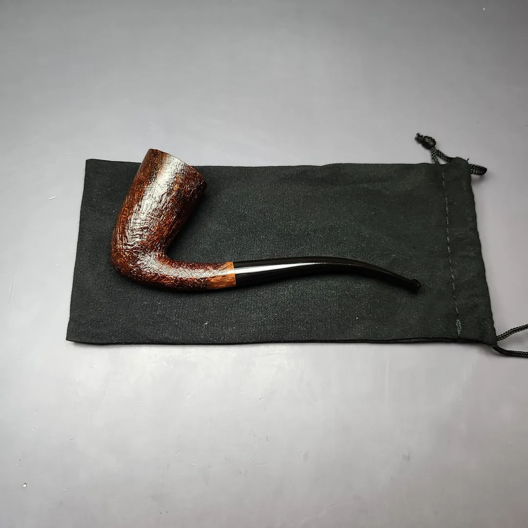 HS Studio Sandblasted "Sven Knudsen" Bent Stack Estate Briar Pipe, Unsmoked - Image 11