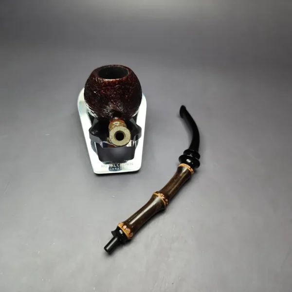 HS Studio Sandblasted Egg Churchwarden w/ Bamboo Estate Briar Pipe, Unsmoked - Image 11