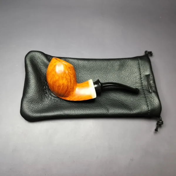 Sebastian Heck Smooth "Ivarsson" Blowfish w/ Bone Handmade Briar Pipe, New - Image 11