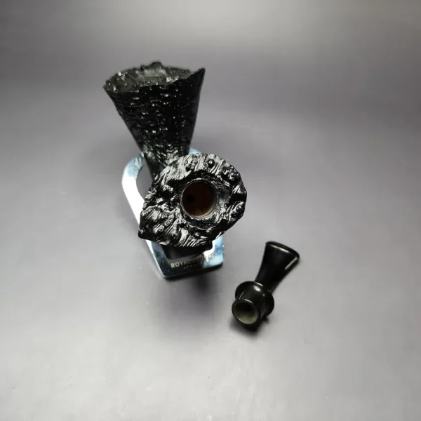 HS Studio Sandblasted Asymmetric Dublin w/ Reverse Calabash Estate Briar Pipe, Unsmoked - Image 11