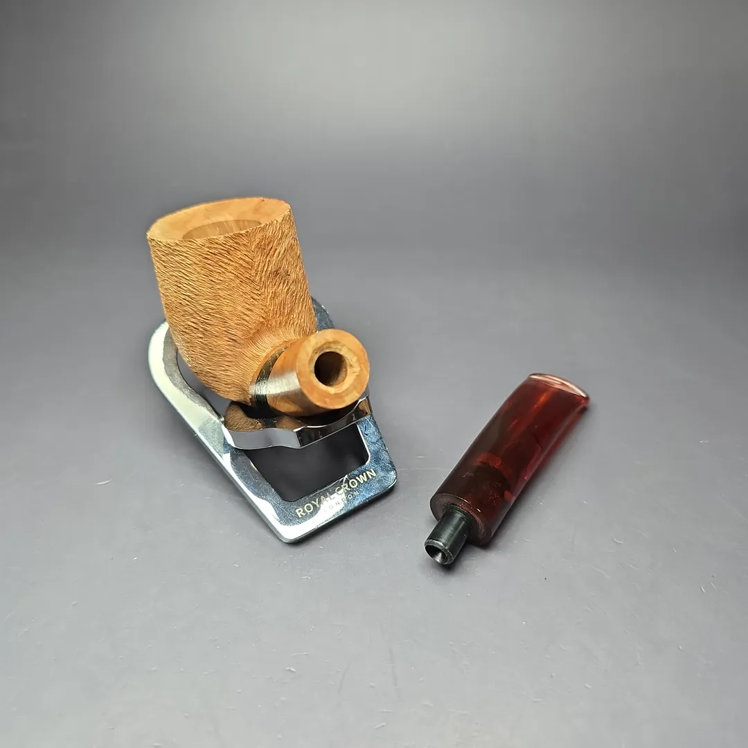 Paronelli Rusticated Bent Billiard w/ Fossilized Oak Estate Briar Pipe, Unsmoked - Image 11