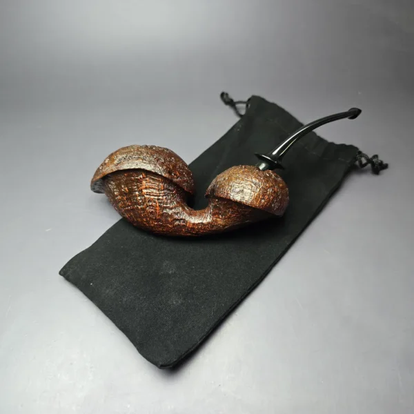 HS Studio Large Sandblasted Asymmetric Freehand Estate Briar Pipe, Unsmoked - Image 11