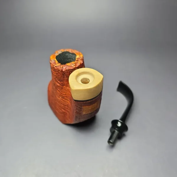 SU Pipes Sandblasted "Fuji" Volcano w/ Boxwood Handmade Briar Pipe, New - Image 12