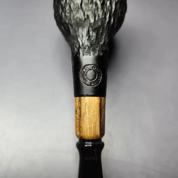 MBSD Briars by Piero Vitale Black Rusticated Billiard w/ Zebrawood Briar Pipe, New - Image 11