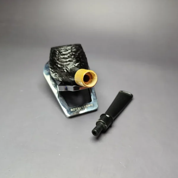 MBSD Briars by Piero Vitale Black Rusticated Author w/ Boxwood Briar Pipe, New - Image 11