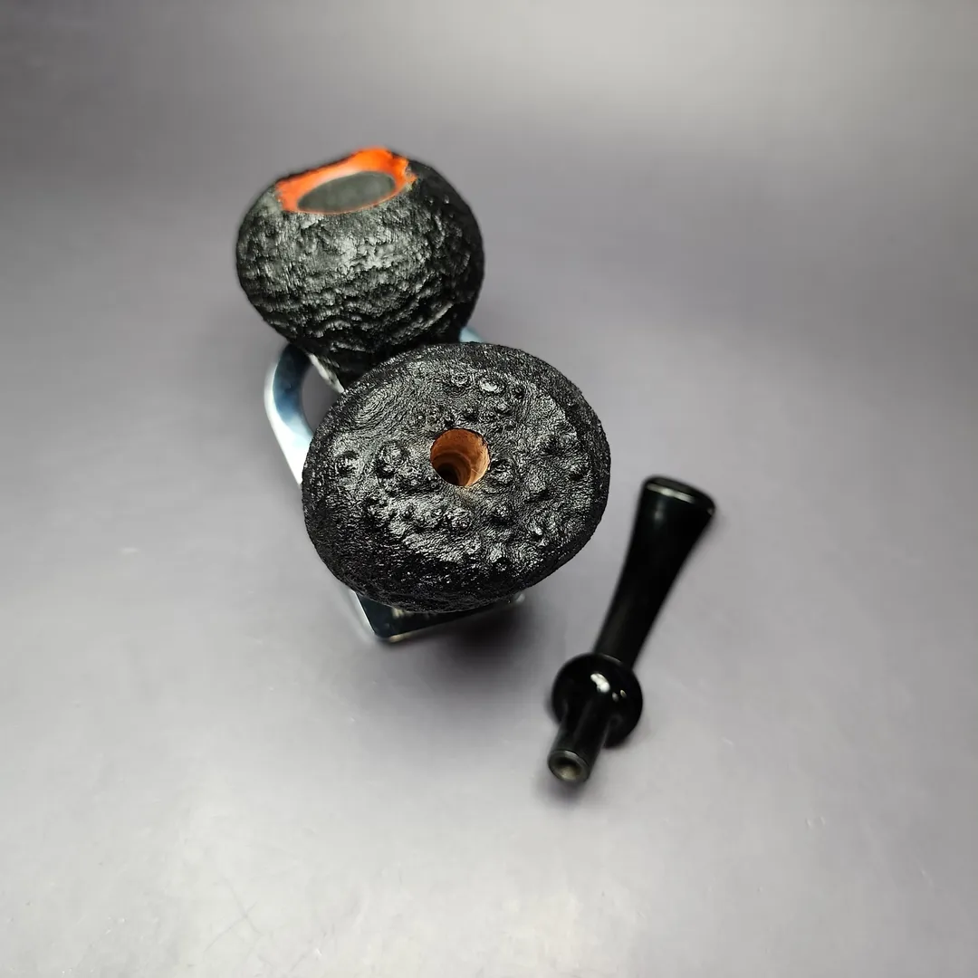 HS Studio XL Asymmetric Sandblasted Freehand Estate Briar Pipe, Unsmoked - Image 12