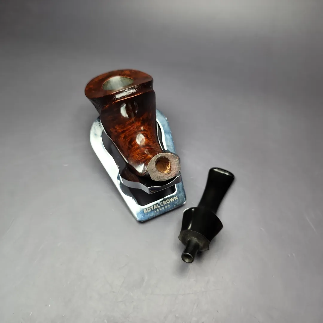 HS Studio Partially Sandblasted Horn Freehand Estate Briar Pipe, Unsmoked - Image 12