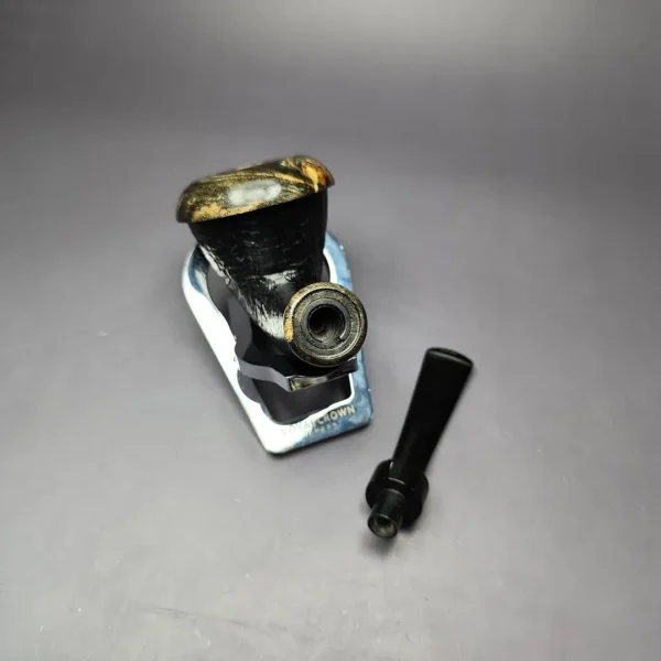 Sebastian Heck Sandblasted Calabash w/ Stabilized Poplar Burl Handmade Briar Pipe, New - Image 12