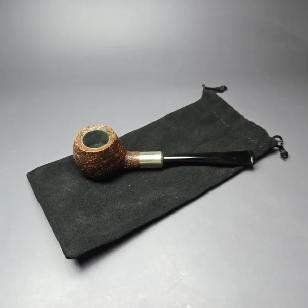 HS Studio Sandblasted Prince w/ Silver Estate Briar Pipe, Unsmoked - Image 12
