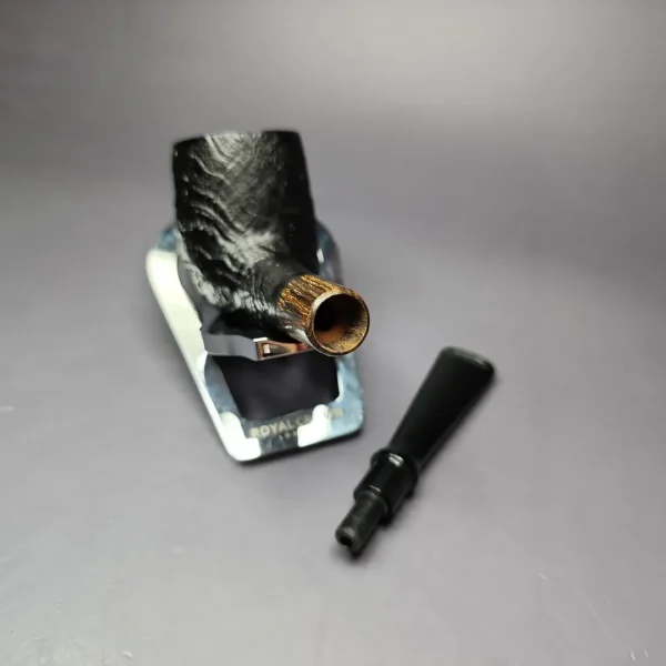 MBSD Briars by Piero Vitale Black Sandblasted Billiard w/ Zebrawood Briar Pipe, New - Image 12