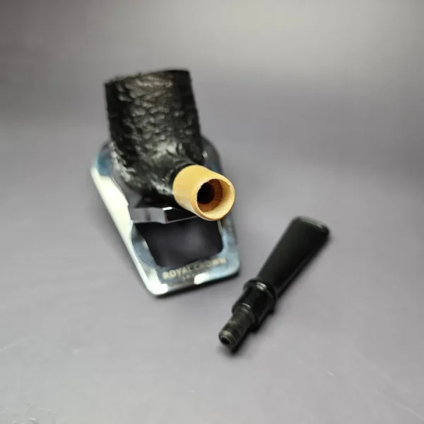 MBSD Briars by Piero Vitale Black Rusticated Billiard w/ Olivewood Briar Pipe, New - Image 12