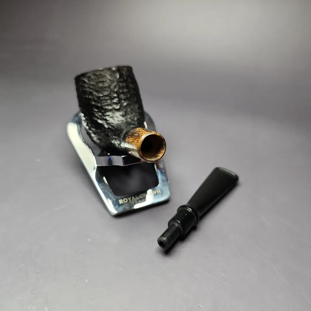 MBSD Briars by Piero Vitale Black Rusticated Billiard w/ Zebrawood Briar Pipe, New - Image 12