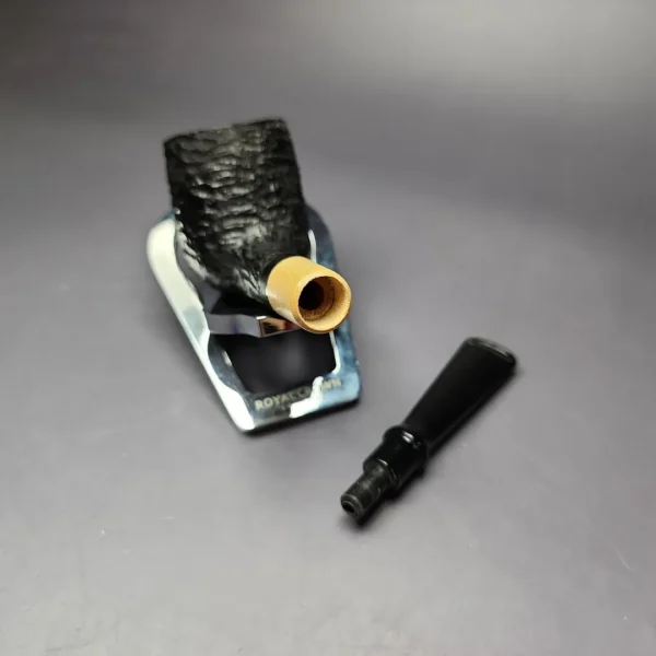 MBSD Briars by Piero Vitale Black Rusticated Billiard w/ Boxwood Briar Pipe, New - Image 12