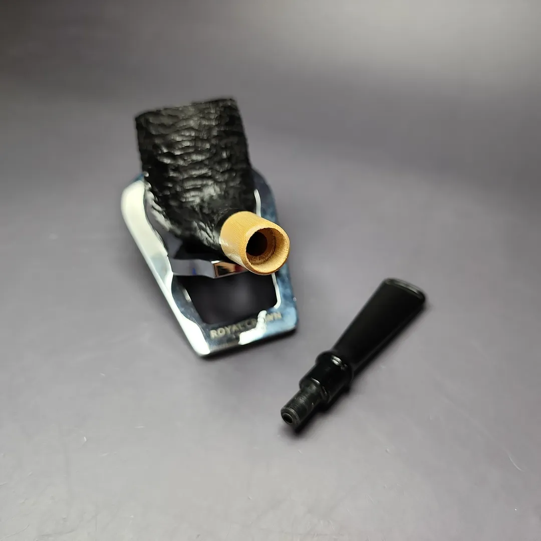 MBSD Briars by Piero Vitale Black Rusticated Billiard w/ Boxwood Briar Pipe, New - Image 12