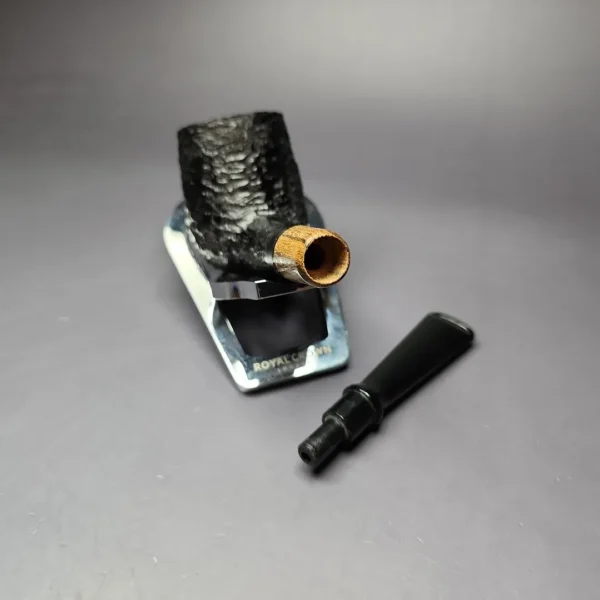 MBSD Briars by Piero Vitale Black Rusticated Billiard w/ Zebrawood Briar Pipe, New - Image 13