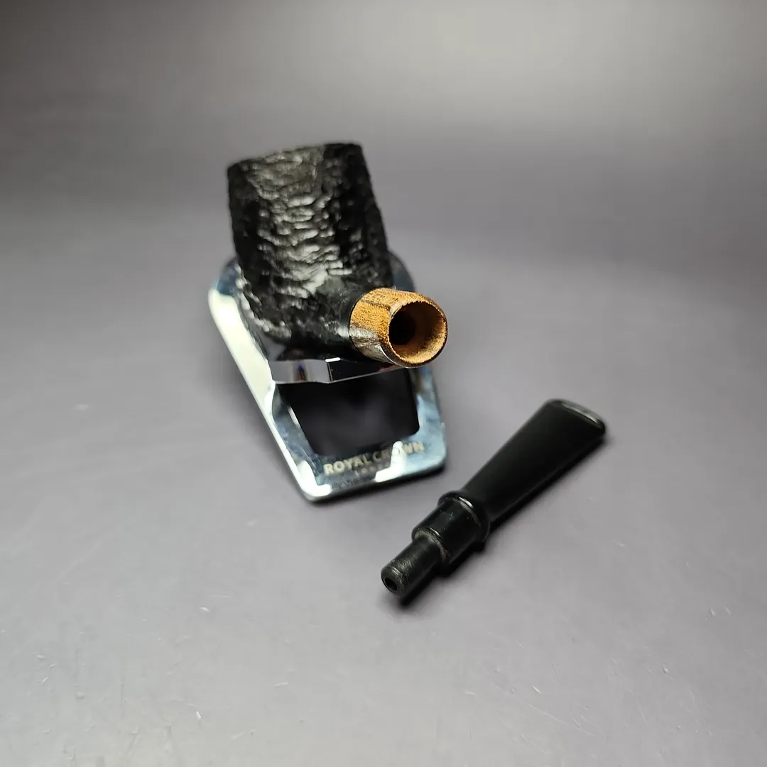 MBSD Briars by Piero Vitale Black Rusticated Billiard w/ Zebrawood Briar Pipe, New - Image 13