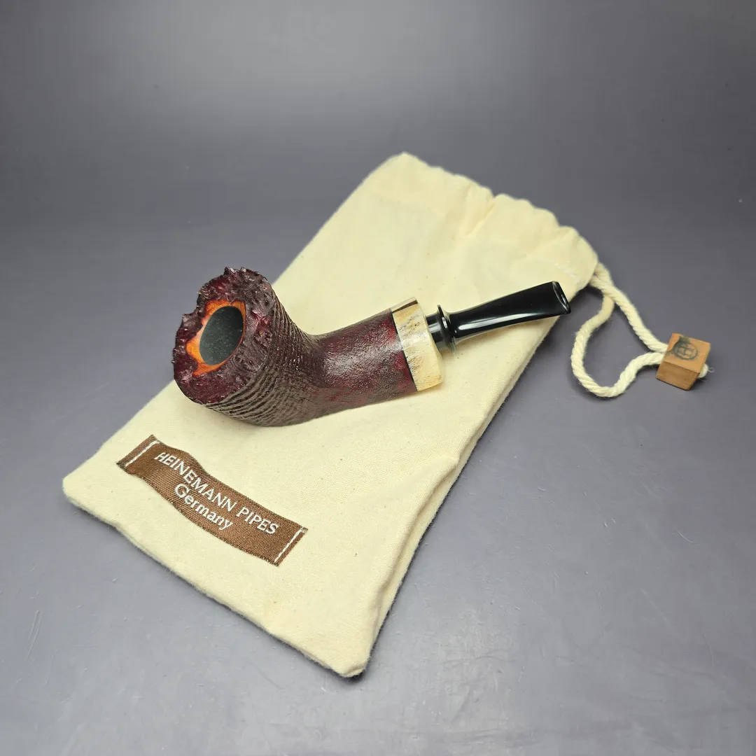 Dirk Heinemann Sandblasted Dublin w/ Fossilized Whale Estate Briar Pipe, Unsmoked - Image 13