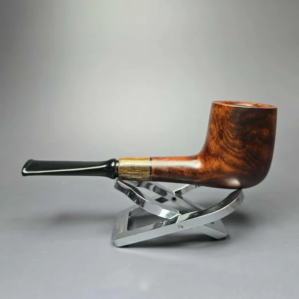 MBSD Briars by Piero Vitale Sienna Contrast Smooth Billiard w/ Zebrawood Briar Pipe, New - Image 3