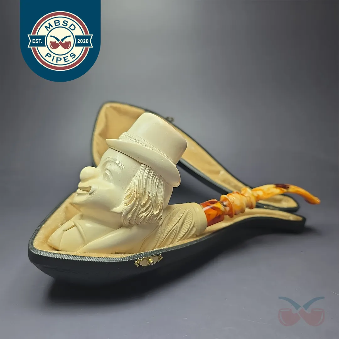 Servi Meerschaum Magnum Clown Estate Block Meerschaum Pipe, Turkish Estates