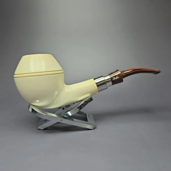 Fikri Baki Smooth Rhodesian w/ Cumberland Estate Block Meerschaum Pipe, Turkish Estates - Image 3
