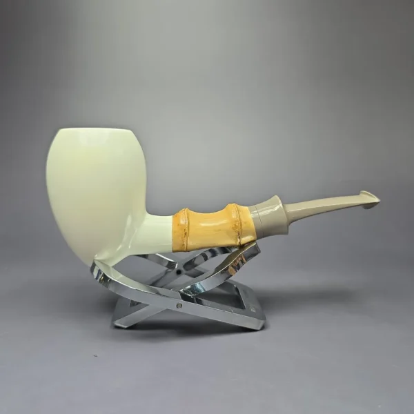 SU Pipes Smooth Acorn w/ Bamboo Handmade Block Meerschaum Pipe, New - Image 4
