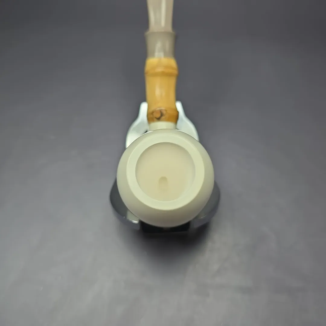 SU Pipes Smooth Acorn w/ Bamboo Handmade Block Meerschaum Pipe, New - Image 8