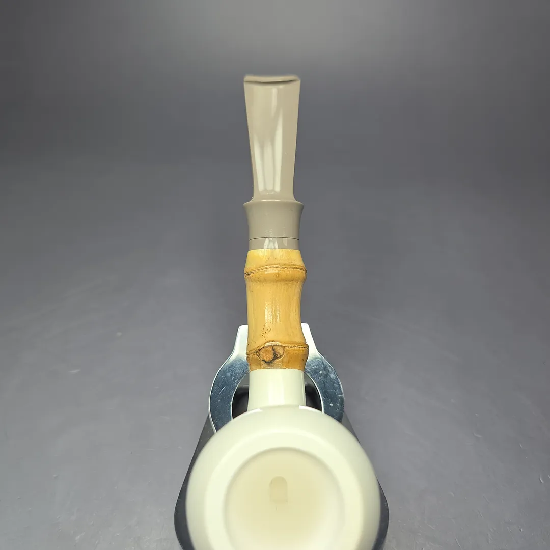SU Pipes Smooth Acorn w/ Bamboo Handmade Block Meerschaum Pipe, New - Image 9