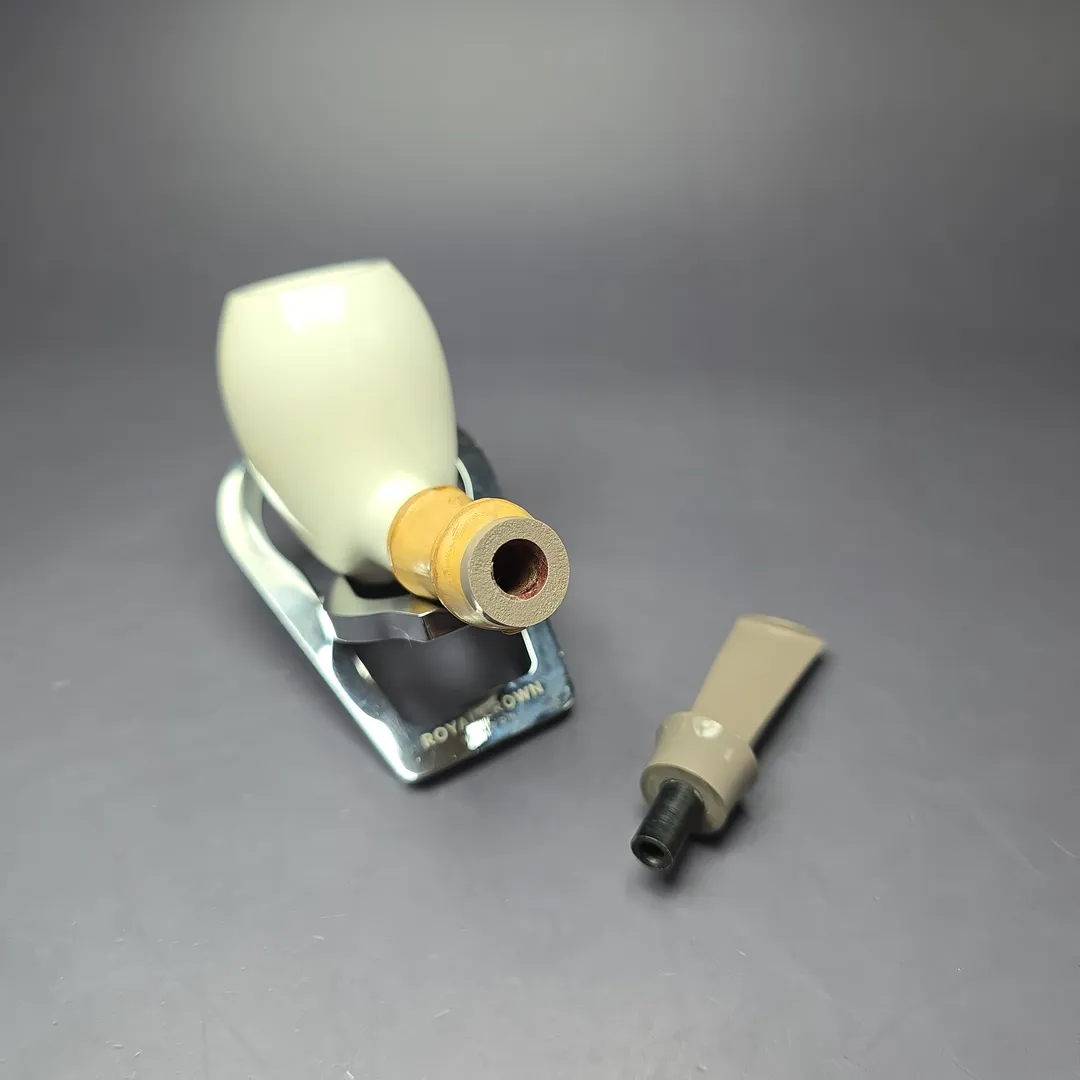 SU Pipes Smooth Acorn w/ Bamboo Handmade Block Meerschaum Pipe, New - Image 11