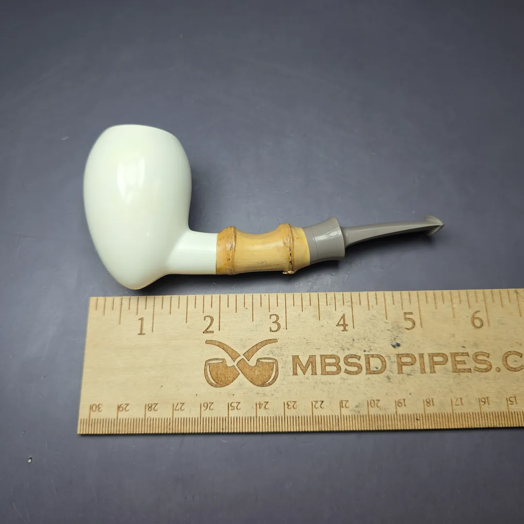 SU Pipes Smooth Acorn w/ Bamboo Handmade Block Meerschaum Pipe, New - Image 12