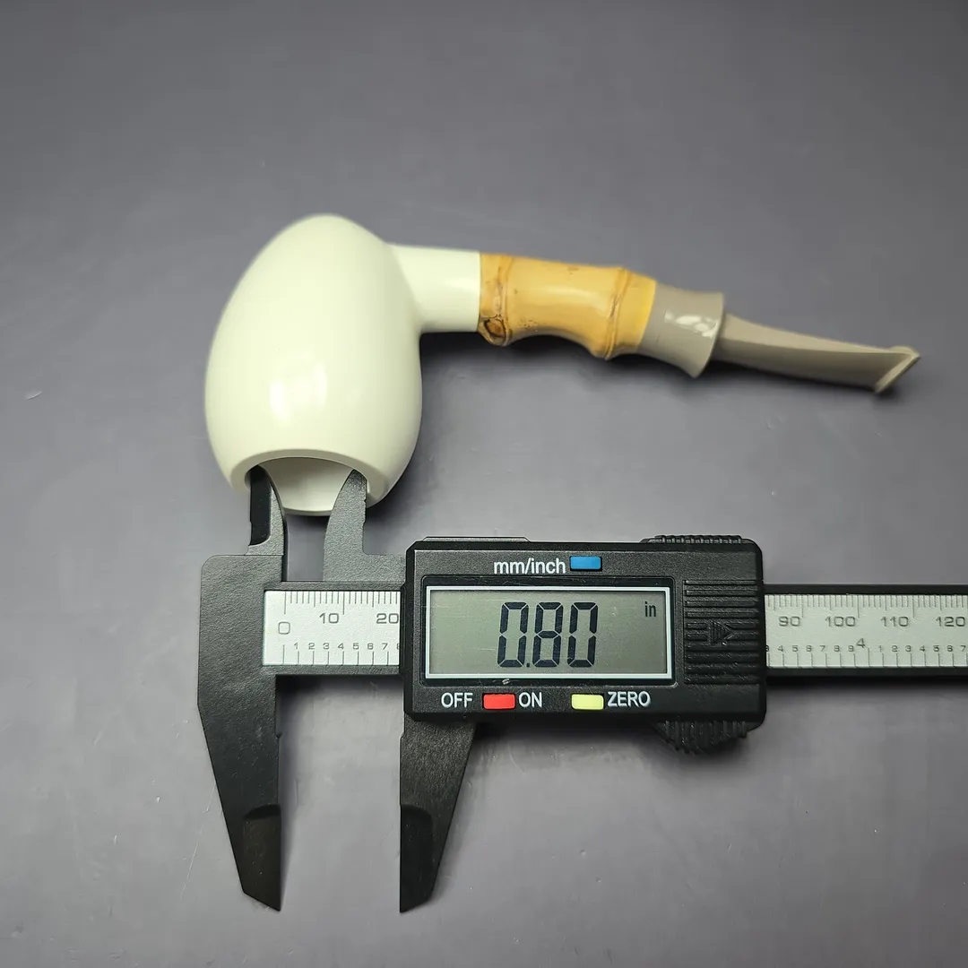 SU Pipes Smooth Acorn w/ Bamboo Handmade Block Meerschaum Pipe, New - Image 13