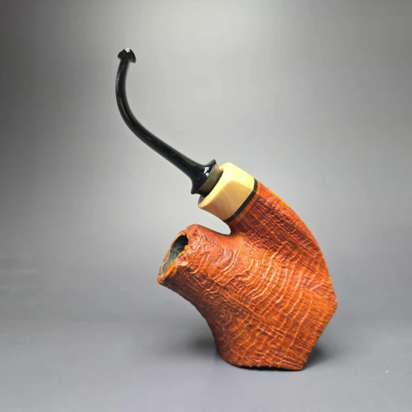 SU Pipes Sandblasted "Fuji" Volcano w/ Boxwood Handmade Briar Pipe, New - Image 3