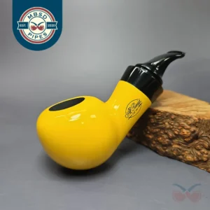 Al Pascia Curvy Yellow Smooth Reverse Calabash Apple Estate Pipe, Unsmoked