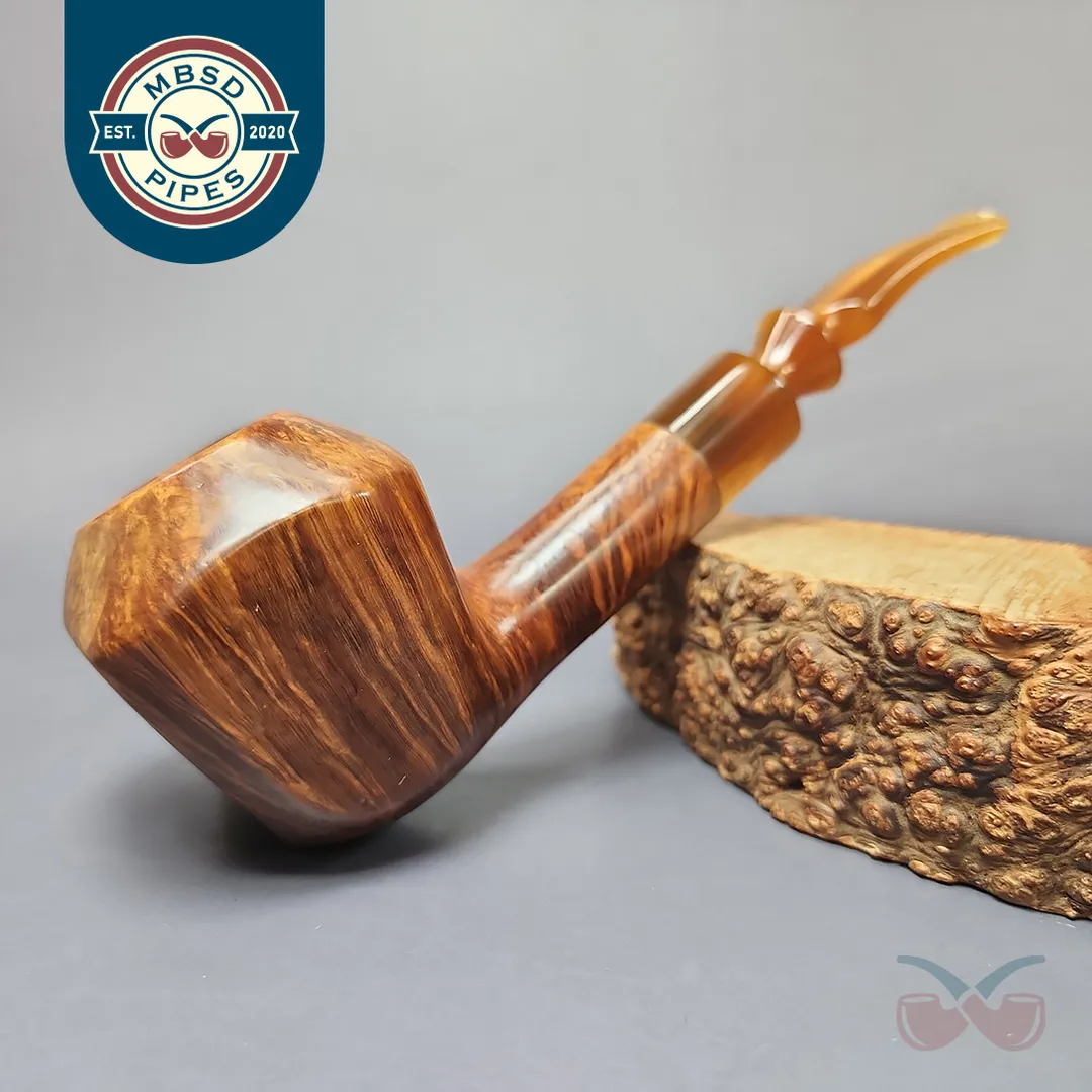 Unknown Smooth Panel Rhodesian w/ Acrylic Estate Briar Pipe, Other Estates