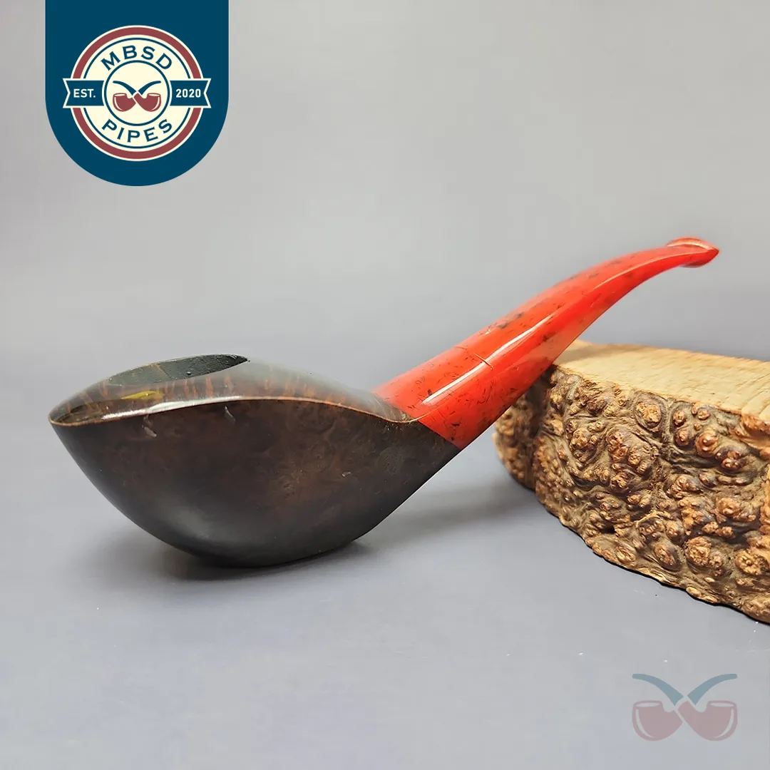 Unknown Smooth Scoop w/ Acrylic Estate Briar Pipe, French Estates