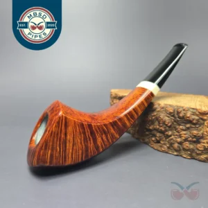 Emilano Smooth Olifant Horn w/ Fossilized Mammoth Ivory Handmade Briar Pipe, New