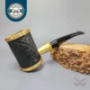 Tsuge Yoroi Metal Tankard Gold Sandblasted Poker Estate Briar Pipe, Unsmoked, 9mm