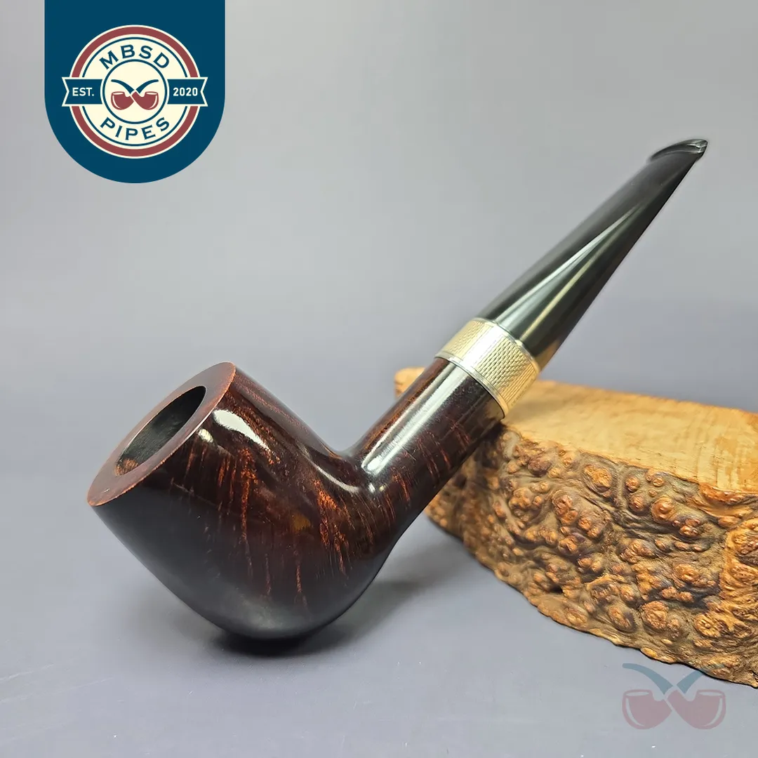 Elwood (Ferndown) Smooth Billiard w/ Silver Estate Briar Pipe, English Estates, 9mm