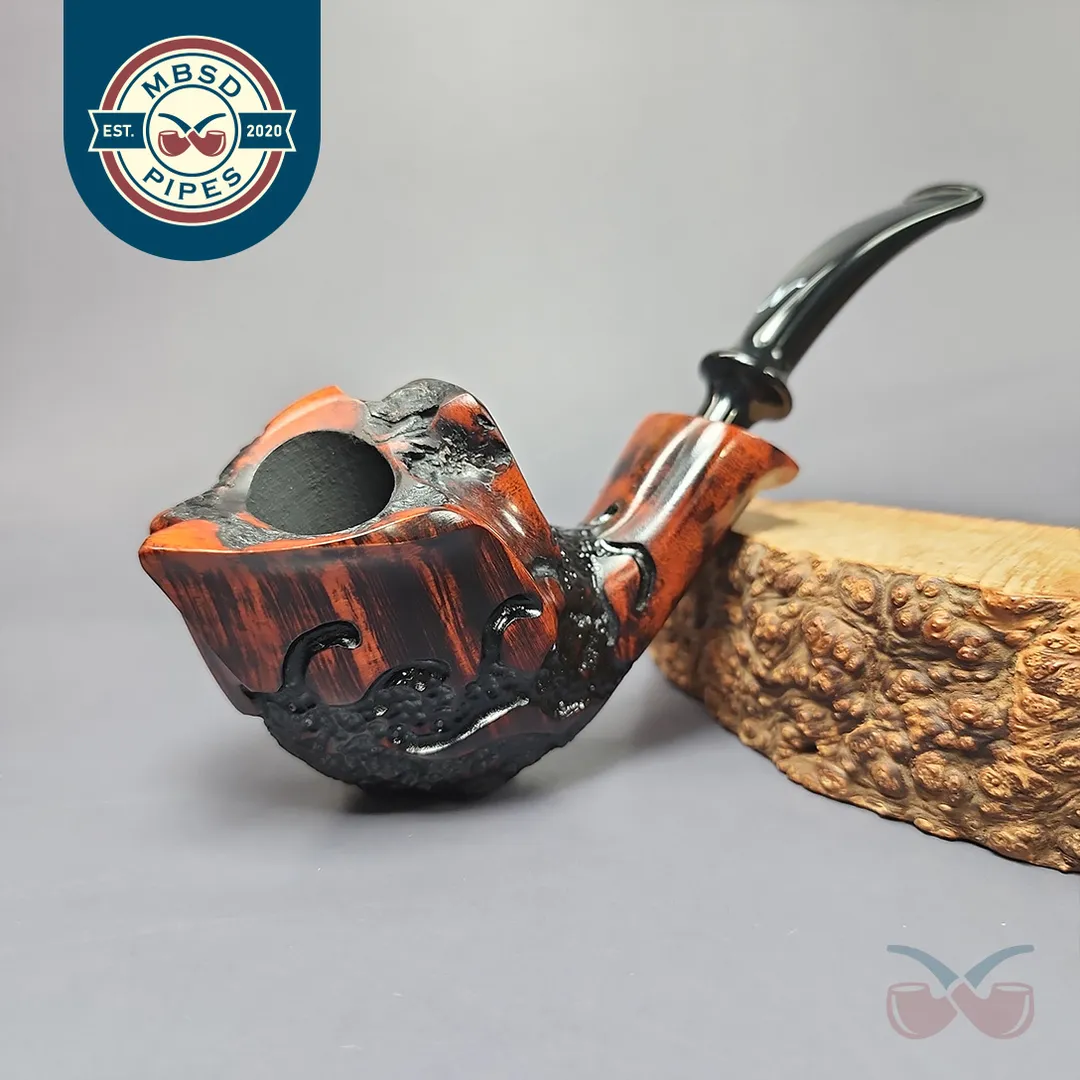 Nording Moss Partially Rusticated Freehand Estate Briar Pipe, Unsmoked