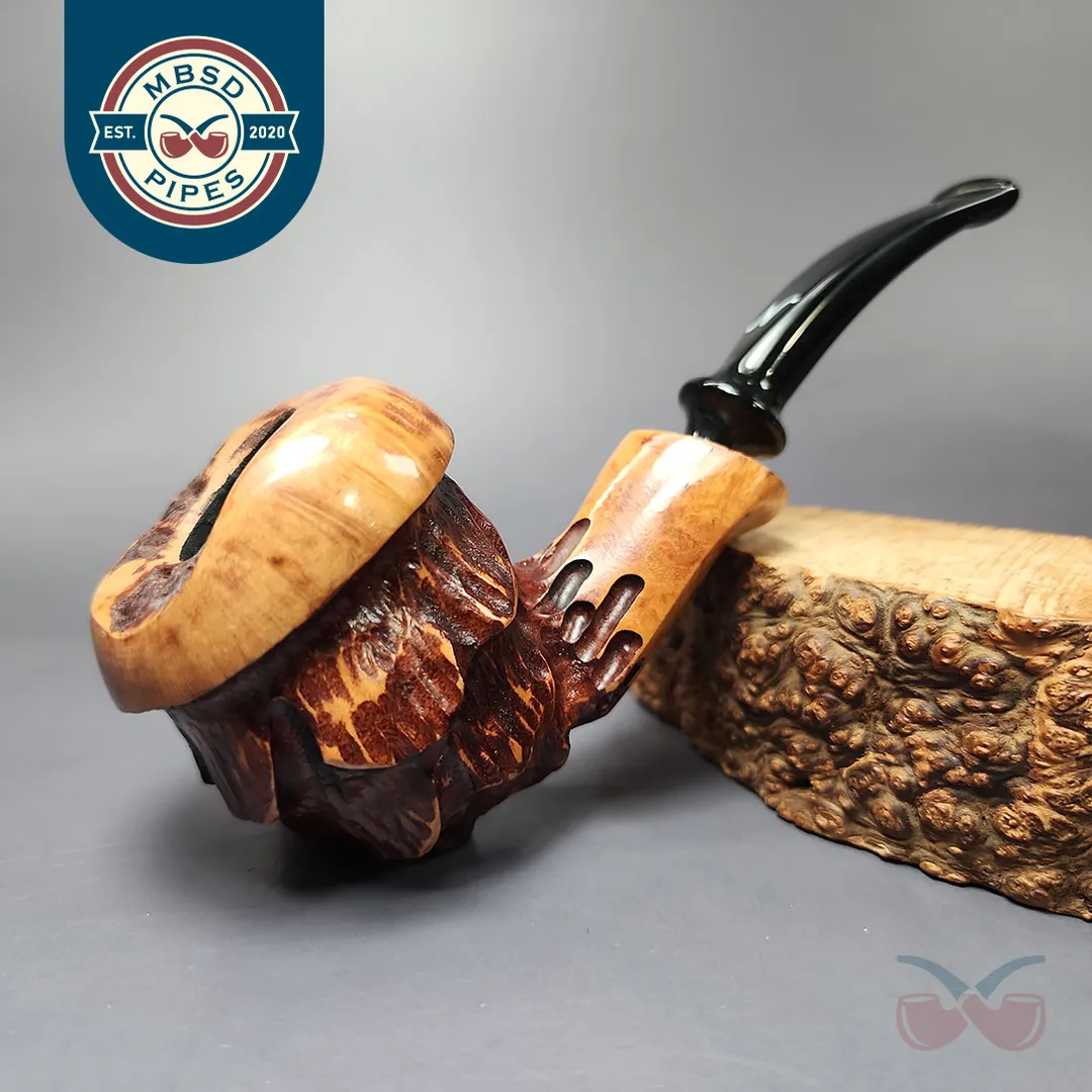 Nording Spruce Cone Partially Rusticated Freehand Estate Briar Pipe, Unsmoked