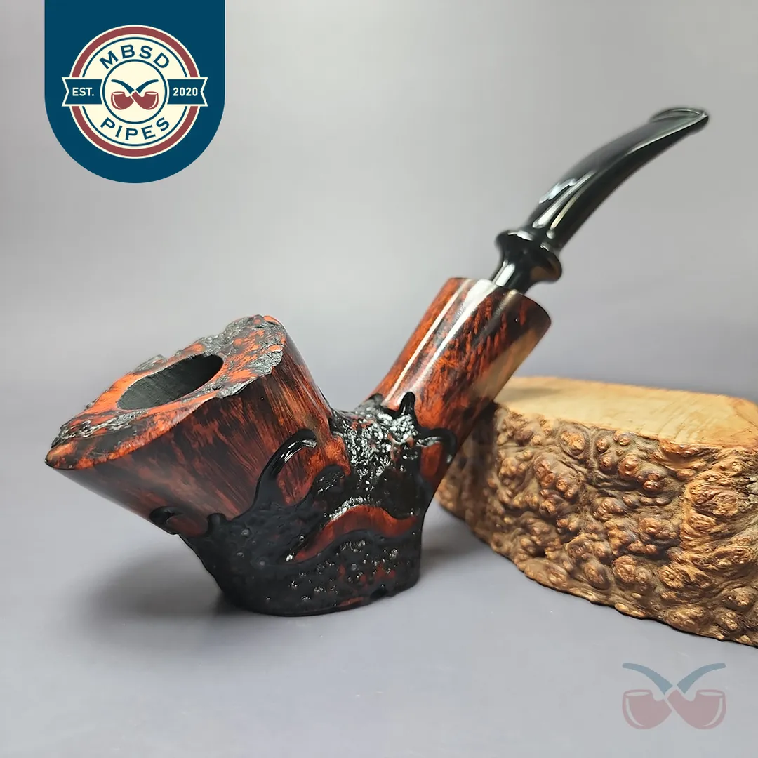 Nording Moss Partially Rusticated Freehand Sitter Estate Briar Pipe, Unsmoked